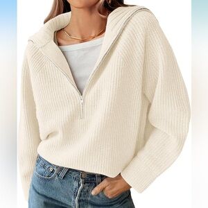 Half Zip Sweater with Relaxed Fit Women’s Size Medium